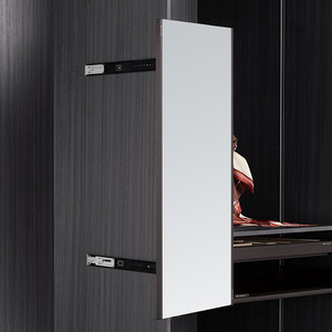 Armario con Espejo de Cuerpo Entero, Integrado, Deslizante, Giratorio, Extensible, de Vidrio Templado, Diseño Minimalista, Montaje en Pared - Product Image 1