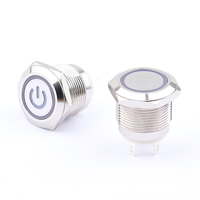 Saklar Tombol Tekan 19mm Tahan Air, Anti Debu, Logam, 4 Pin dengan Lampu, 3.3V 5V 12V 24V
