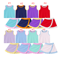 Ensemble 2 pièces pré-vente pour petites filles : débardeur sans manches à bord festonné et jupe-short de tennis – Tenue d'été pour enfants, idéale yoga et golf