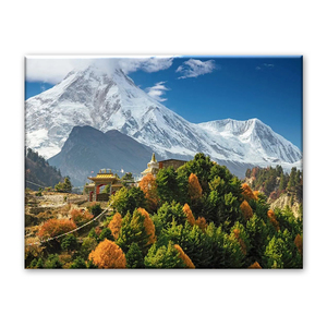 Impresión en Lienzo del Monasterio Budista de Nepal y el Monte Manaslu en el Himalaya, Decoración de Hotel, Decoración del Hogar - Product Image 4