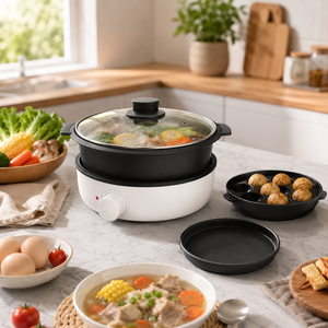 Olla Eléctrica Multifuncional con Recubrimiento Antiadherente y Placas Desmontables para una Cocina Saludable en Casa - Product Image 4