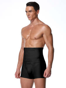 2020 для мужчин Бесшовные пояс для живота, трусики-боксеры с застежкой-молнией, которая контролирует живот, шорты с высокой талией Нижнее белье для похудения Body Shaper - Product Image 3