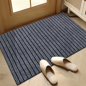 Wholesale Outdoor Shoe Cleaning Strong Absorbent Door Mat Polyester Surface TPR Backing Mat Entry Non-slip Stripe Mat