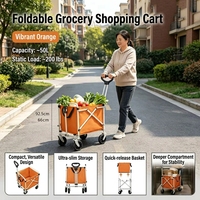 MYL Chariot de courses pliable en acier au carbone avec roues extra-larges, sans pliage, pour camping en extérieur, usage domestique et supermarché, OEM