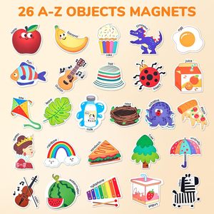 Aimants de réfrigérateur en plastique écologique de forme irrégulière <span class=keywords><strong>pour</strong></span> tout-petits/enfants, 26 objets mignons de A à Z, grand design moderne, jouets de réfrigérateur amusants - Product Image 2
