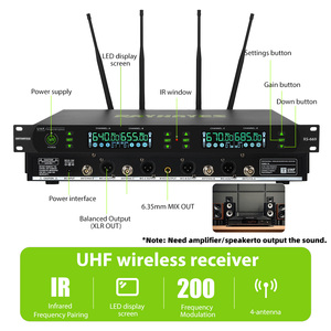 Sistema Microfonico Wireless RAYHAYES RS-668 a 4 Canali RGB per Performance, 4 Microfoni UHF Portatili in Metallo - Product Image 6