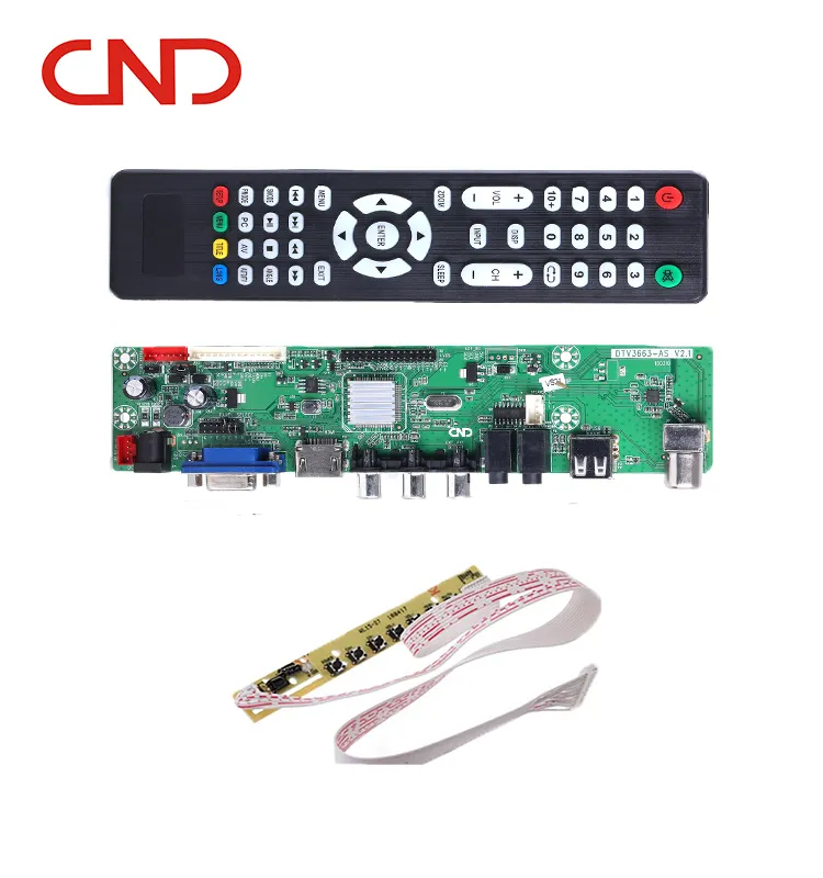 새로운 디지털 DTV 3663 DVB-C DVB-T/T2 범용 LCD LED TV 컨트롤러 드라이버 보드 + 7 키 버튼