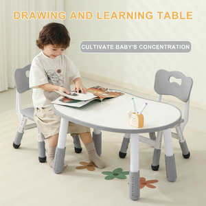 Ensemble <span class=keywords><strong>table</strong></span> et chaise ergonomiques réglables en hauteur SINKIPA <span class=keywords><strong>Montessori</strong></span> pour chambre d'enfant, en plastique et bois, pour une utilisation en cuisine - Product Image 2