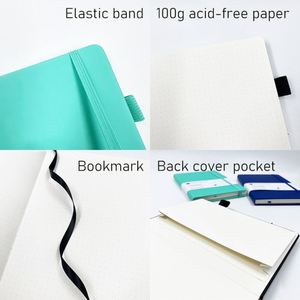 Customizable Leather A5 <b>Notebook</b> Embossing Logo Bullet Dotted Journal Hardcover Diary <b>Notebook</b> with Pen Holder Back Pocket - Product Image 3