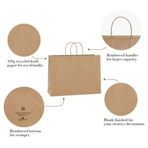 Sac de courses en papier kraft écologique KM 42*12*31cm avec poignée, logo imprimé, sac d'emballage pour épicerie, utilisation en magasin de charcuterie, restaurant - Product Image 5