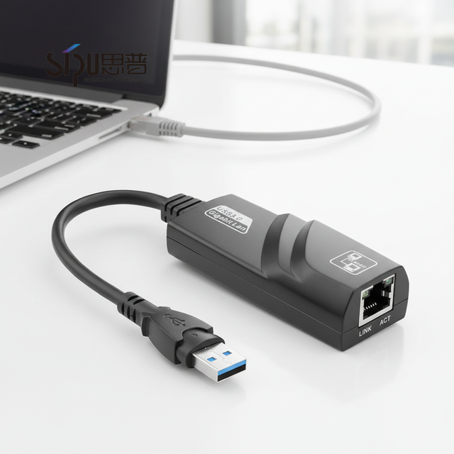 SIPU Universal Gigabit 1000 Mbps RJ45 Ethernet Adapter USB 3.0 for 60M Transmission 4K/2K Resolution ABS Material High-quality