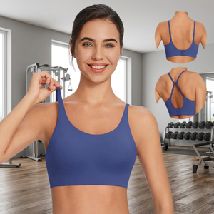 Soutien-gorge de sport personnalisé pour femme, grande taille, léger, respirant, à dos croisé, rembourré, avec logo frontal, pour le yoga et la gym - Product Image 3