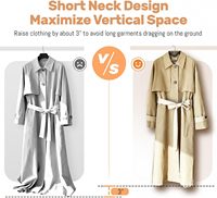 Cintres en plastique PET avec coussinets antidérapants, col court, robustes, pour l'organisation des vêtements dans la garde-robe et la salle de bain, gain de place, à un seul niveau, design moderne