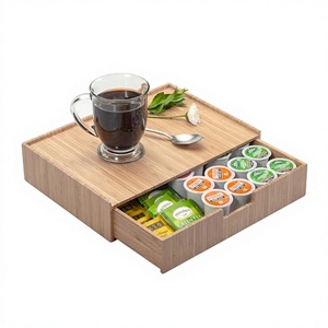 Caja de almacenamiento de té de madera con tapa de vidrio, organizador para bolsitas de té, diseño clásico, hecho en Vietnam - Product Image 3