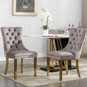 DB Nikki Collection Modern High-End Contemporary <b>Velvet</b> Upholstered <b>Dining</b> <b>Chair</b> Tufted Solid Wood Golden Stainless Steel Luxuri - Product Image 1