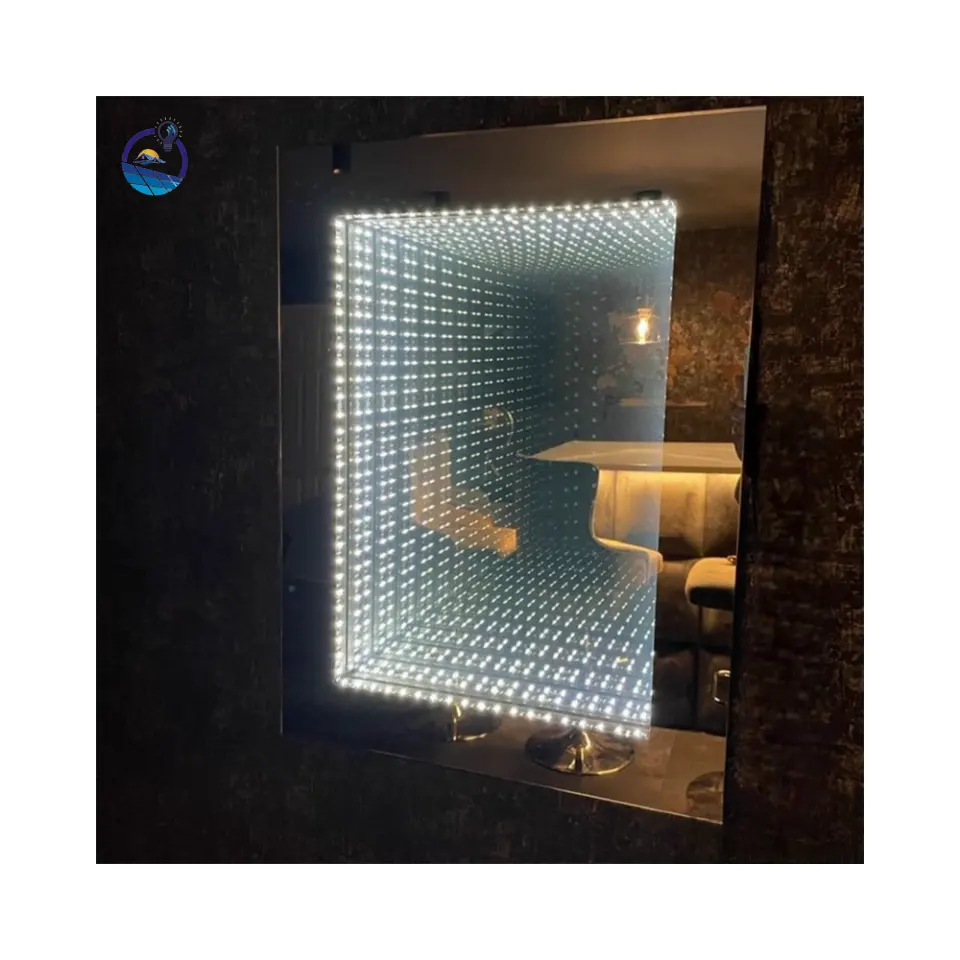 LANYOU Home Decor Miroir magique mural moderne Tunnel de salle de bain LED Infinity 3D Mirror