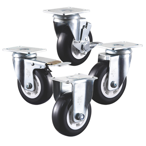 VIMA 3 to 5 Inch Fixed Caster <b>Wheel</b> PU PP Double Ball Bearing Galvanized Medium Duty Trolley Shopping <b>Cart</b> 100kg to 200kg Capaci - Product Image 1