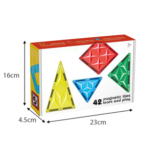 Tuiles de construction magnétiques colorées 42 pièces, jouets éducatifs STEM, blocs de construction sensoriels pour l'apprentissage et le développement des enfants d'âge préscolaire - Product Image 6