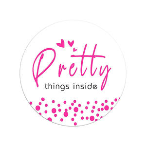 Autocollant d'étiquettes faites à la main rose rond pour petites entreprises jolies choses à l'intérieur des autocollants merci pour les achats - Product Image 1