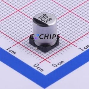 Condensador Electrolítico de Aluminio SMD EEETPC101XAP, D6.3xL7.7mm 100uF 20% 16V 128.1mA-120Hz - Product Image 1