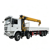 Camion de transport de matériaux de construction lourd Shacman 16t à 4 essieux avec grue à flèche rigide, fabriqué en Chine, à vendre