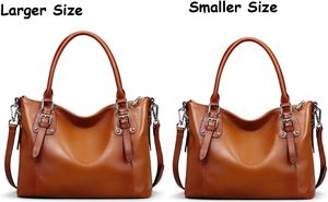 Bolso de Mano de Cuero Genuino para Mujer, Bolso Tote, Bolso de Hombro, Bolso Satchel, Bolso Hobo con Asa Superior, Cierre de Cremallera - Product Image 5