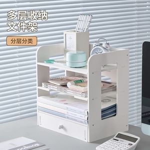 Organizador de Archivos de Escritorio de 4 Niveles con Cajón, Estante de Almacenamiento para Documentos y Suministros - Product Image 3