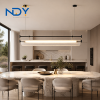 Lampu Gantung LED Linear Minimalis dengan Tabung Kaca Beralur untuk Dekorasi Ruang Tamu, Villa, Hotel, Bar, dan Konter