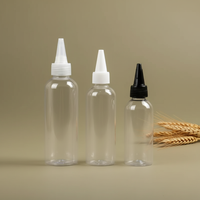 Flacon compte-gouttes transparent en PET avec bouchon à bec verseur pour huile capillaire, disponible en 50ml, 100ml, 150ml, 200ml, 250ml, 500ml
