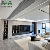 Mueble de TV Moderno Integrado, Mueble Multimedia de Superficie Mate de Lujo, Almacenamiento Completo para Sala de Estar de Villa