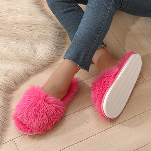 2024 Fashion Women's Open Toe Indoor Summer Slipper New Plush Home Lazy Anti Slip Warm Fluffy Fur <b>Slides</b> for Autumn Winter - Product Image 2
