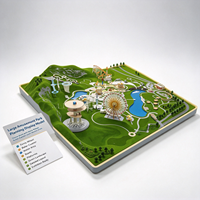 Grand modèle d'exposition architectural moderne en plastique ABS pour parcs d'attractions, destiné aux hôtels et appartements : Grande Roue et Montagnes Russes