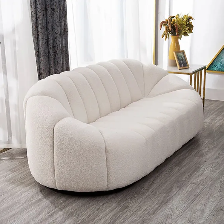 Hot sale new design italian style teddy white three seater sofa luxury nordic french sofa set living room sofas set furniture