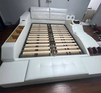 Smart-Bett Neues Design Multifunktionales Kopf-Fuß-Rücken-Massagebett Kingsize Modernes Schlafzimmer Mit Stauraum Sicherer Filmprojektor