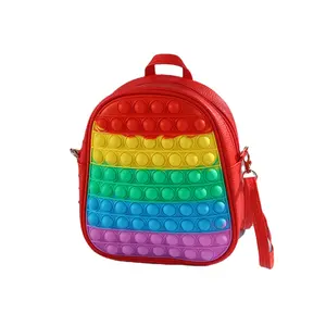 Promotional Odorless Rainbow Stylish Personalized Waterproof Pop Bubble Silicone School Backpack For Kids