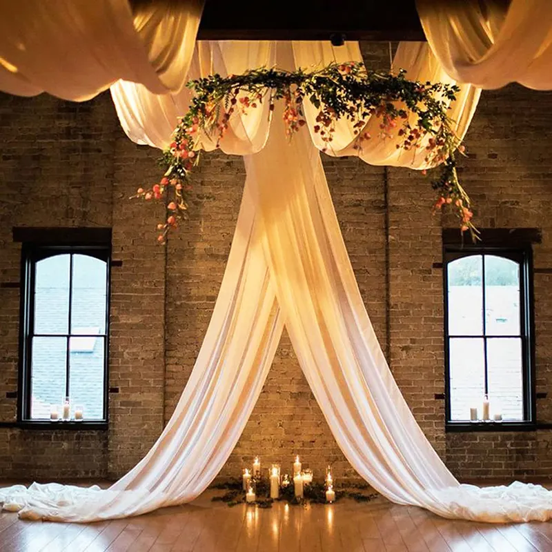 Hochzeits dekoration Decken vorhänge Elegantes neues Design Weiße Decke Vorhang Hintergrund Vorhang für Dekorationen für Events Party