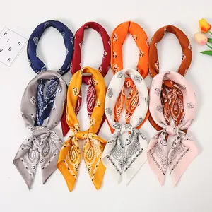 Многофункциональный искусственный шелковый шарф с узором из цветов кешью декоративная квадратная бандана