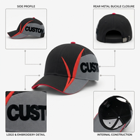Gorra de Béisbol Premium 2026 de Dos Tonos con Detalle de Empalme Rojo Dinámico, Logotipo 3D de Alta Densidad, Sarga Pesada 21S, Personalizada, para Exportación