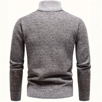 Pull à manches longues à col roulé pour hommes en plein air en polyester épais anti-boulochage chaud coupe-vent couleur unie Vintage