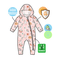 UPF50 + Blocs 98 UVA UVB Capuche de protection sans produits chimiques Barboteuse à capuche bébé doux en viscose de bambou