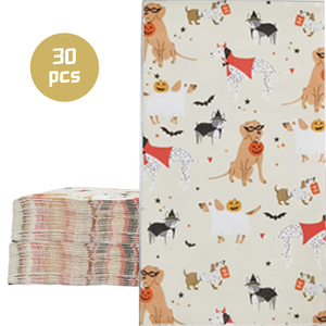 Serviettes <span class=keywords><strong>en</strong></span> <span class=keywords><strong>papier</strong></span> pour chiot d'Halloween blanches AY, chiens <span class=keywords><strong>en</strong></span> <span class=keywords><strong>costume</strong></span>, <span class=keywords><strong>serviette</strong></span> pour invités, friandises ou farces, décoration de fête, serviettes, chaque paquet de 30 - Product Image 1