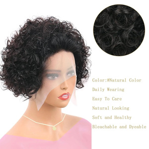 Perruques Courtes Bouclées 9A 13X1 en Cheveux Remy, Dentelle HD Transparente, Peuvent Être Permanentes et Teintes, Xuchang - Product Image 6