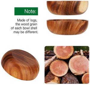 Bol en bois d'acacia massif en gros, ensemble de service pour salades avec ustensiles, <span class=keywords><strong>prix</strong></span> d'usine pour fruits, salades, décoration, bol en bois - Product Image 6