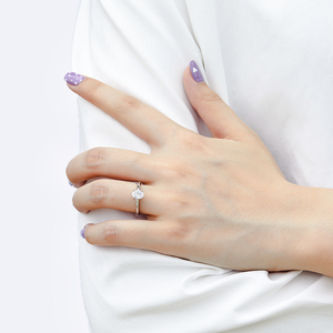 Anelli solitario classici taglio ovale placcato rodio spesso placcato oro 18 carati anello di fidanzamento in argento Sterling 925 - Product Image 5