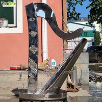 Fuente de Agua con Forma de Arpa de Acero Inoxidable, Acabado Espejo, Diseño Abstracto, para Jardín, Parque, Hotel, Resort, Villa, Arte Paisajístico
