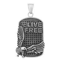 Collar de Acero Inoxidable con Colgante de Águila 3D, Diseño Cuadrado de Libertad, Estilo Hip Hop Europeo para Hombre