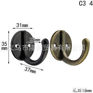C3 4 Wall <b>Hook</b> Zinc Alloy Round Single <b>Hook</b> <b>Black</b> Antique Green For Clothing Furniture Wall Mounted - Product Image 1