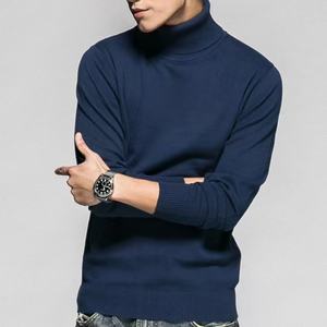 Nuevos suéteres de Cachemira Color sólido Cómodo Suéter de cuello simulado Hombres Suéteres suaves de manga larga delgados para hombres - Product Image 4