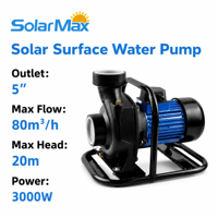 Pompe à eau solaire de surface SOLAR MAX 300V 3000W avec moteur CC sans balais et contrôleur intégré, basse pression pour l'irrigation agricole