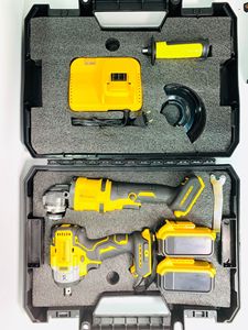 Set of 2pcs <b>Power</b> <b>Tools</b> Rechargeable Lithium Brushless Angle Cordless Wrench Combination <b>Tool</b> Set Yellow A01 - Product Image 5